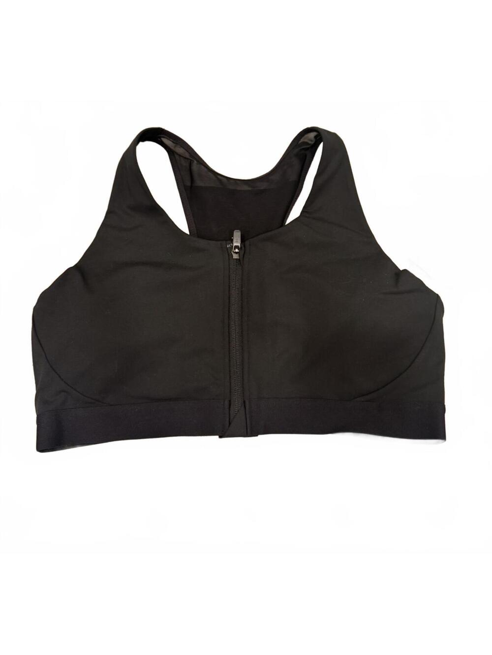 Size L New Balance Black Fitted Medium Impact Sports Bra with Front Zip